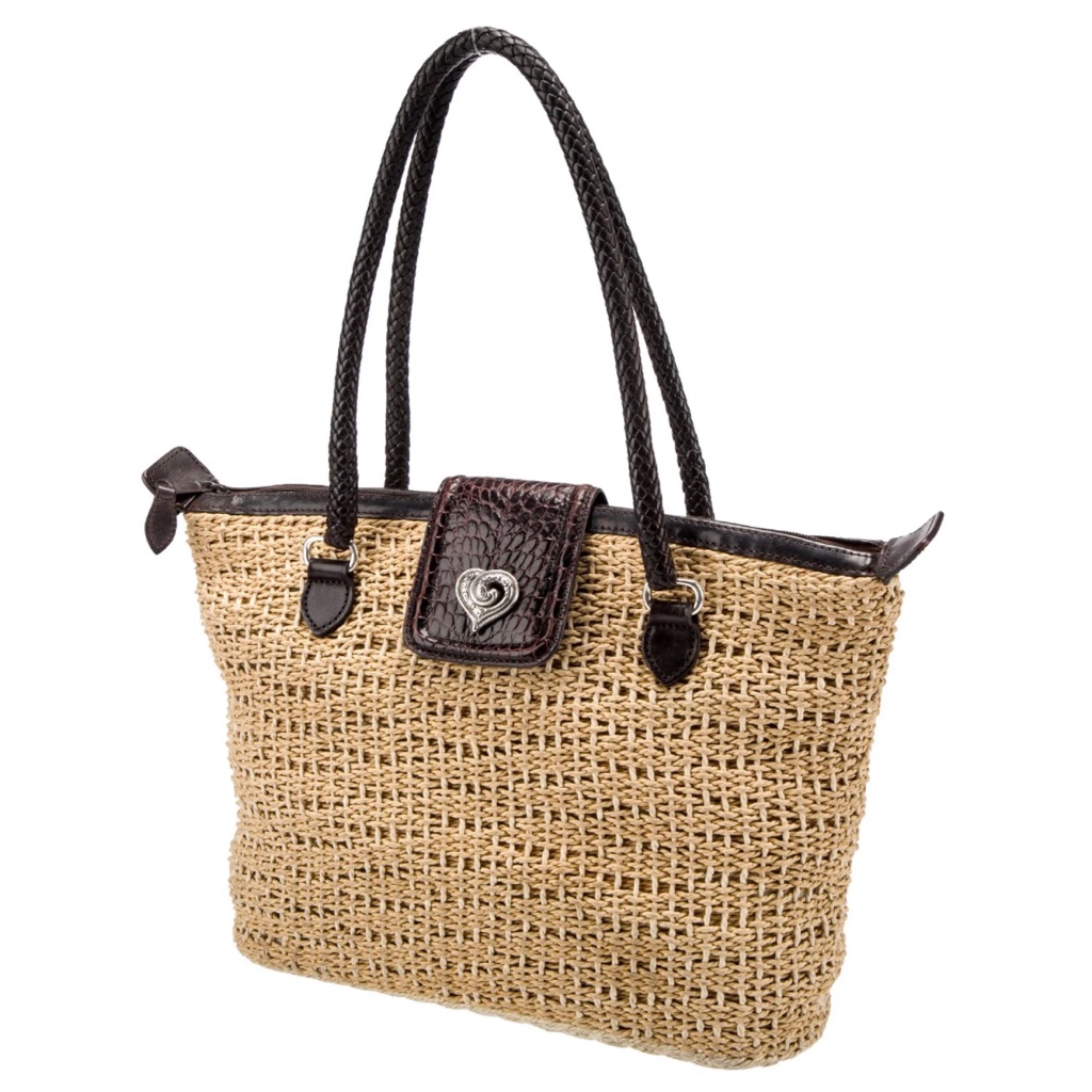 Brighton Raffia Leather Trimmed Shoulder Bag